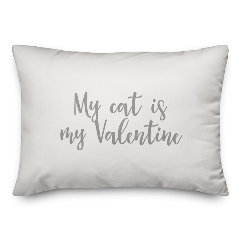  Coussin My Cat Is My Valentine, Gris / blanc