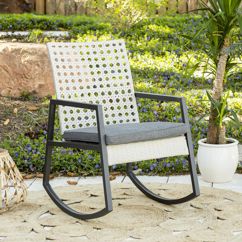 Dolezal Metal Outdoor Chair, Light Gray Frame/Gray Cushion