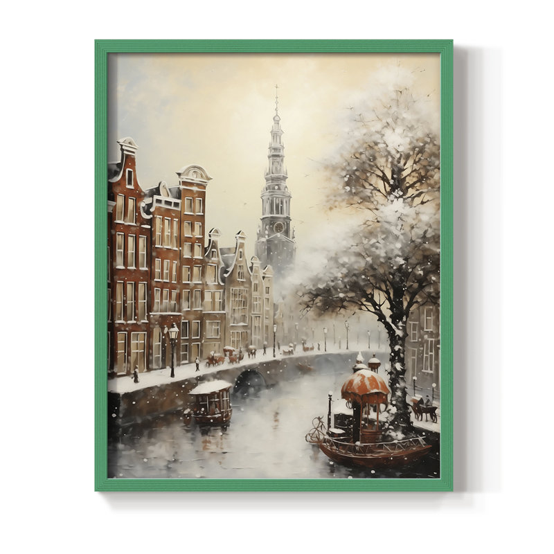 Christmas Holiday Art DLXIX Framed Print - Solid Wood, 11" H x 9" W, Green