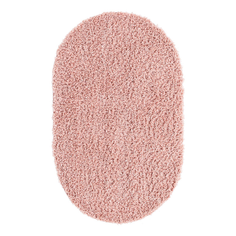 Tapis rose à poils longs Candas, Ovale 7 pi 10 po x 10 pi