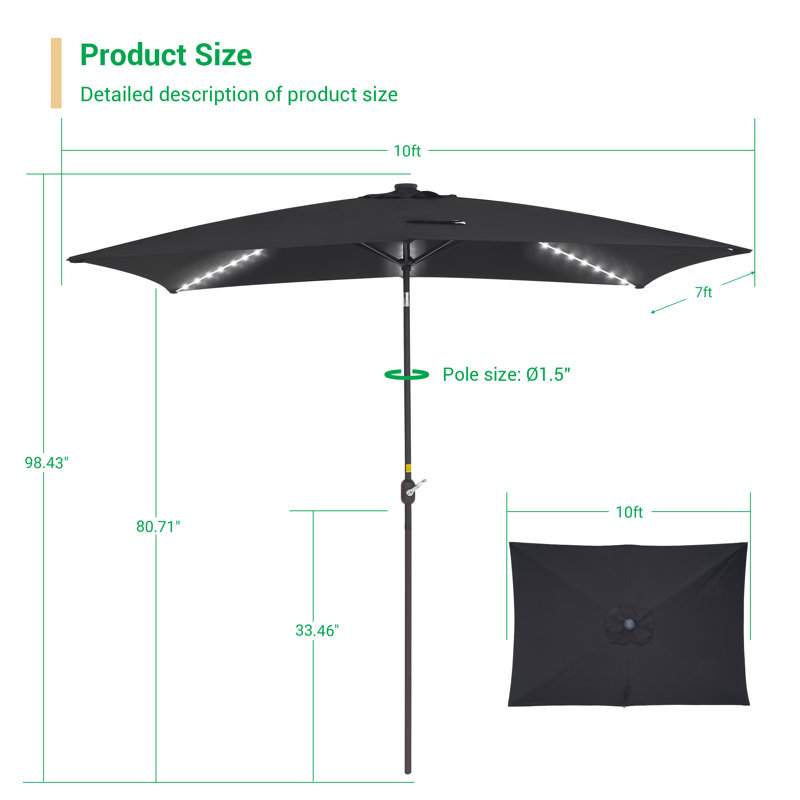 Parasol de 120 po Dorain, Noir