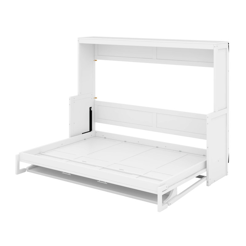 Grand lit escamotable avec élévateur hydraulique, Blanc, Grand lit