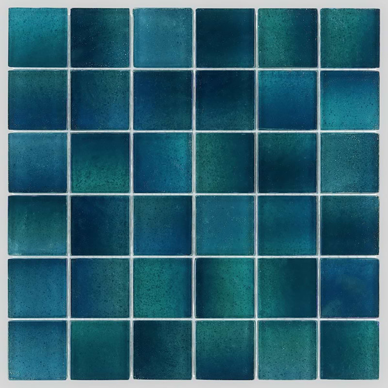 Splash 2X2 Polished Glass Mosaic Tile, Tropical Blue