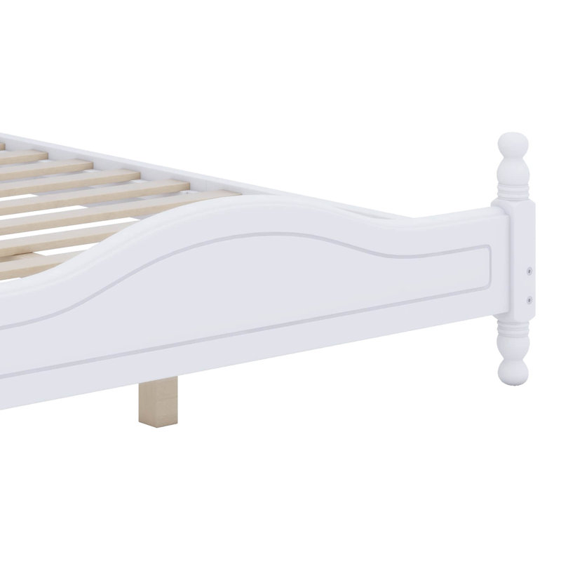 Base de lit plateforme en bois durable, Blanc, Grand lit