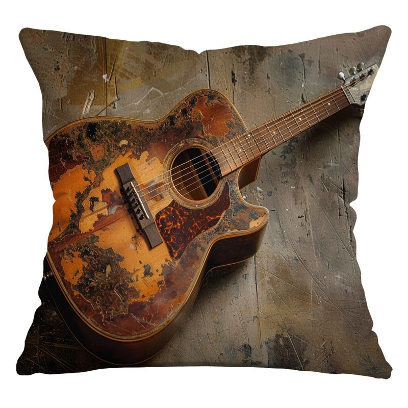Coussin de guitare, coussins en coton, H 16 po x l 16 po