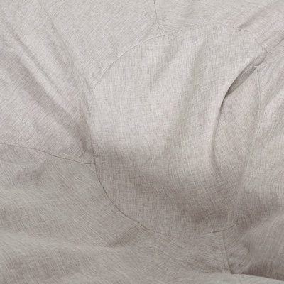 5 Foot Two Color Fabric And Faux Leather Rounded Bean Bag, Light Grey And Coffee Brown