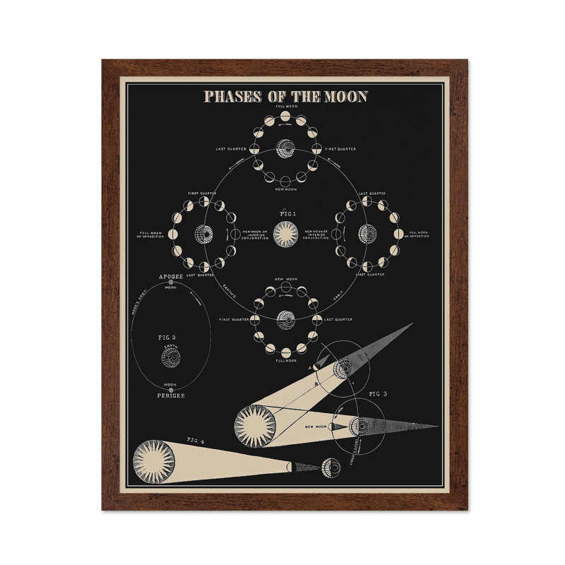 Phases de la lune no 1, H 08 po x l 10 po, Affiche, Encadrement brun