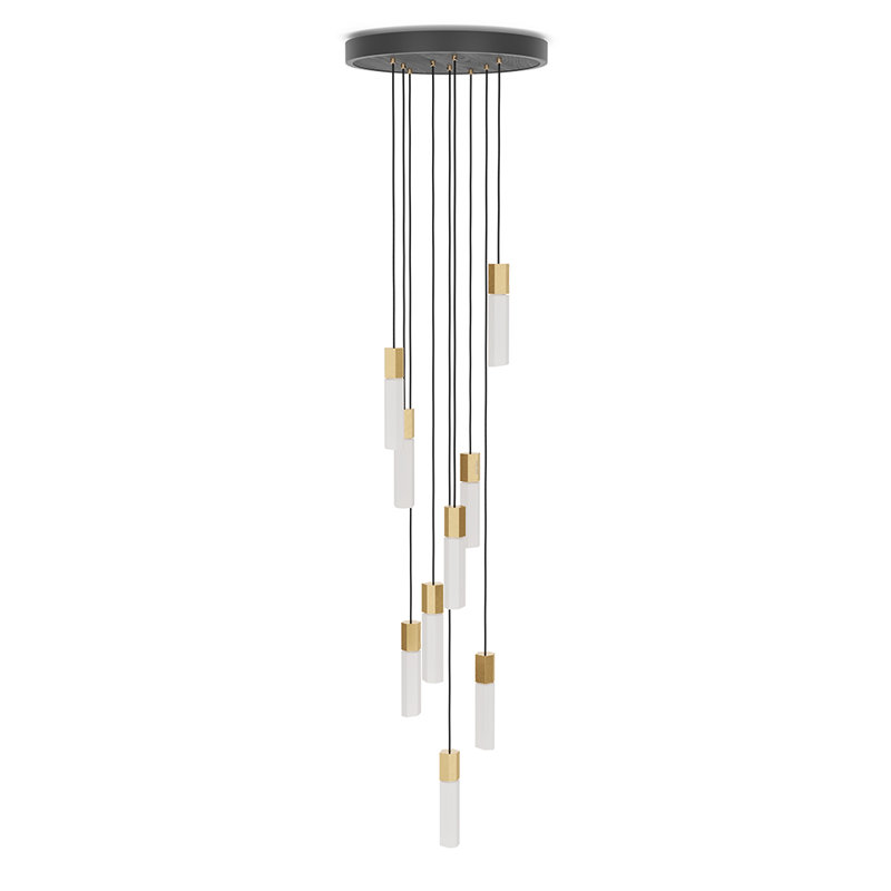 Luminaire suspendu en grappe à 9 lumières Basalt, Laiton