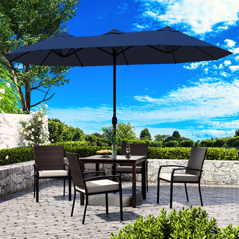 Parasol d'extérieur 13 pi double face, Bleu