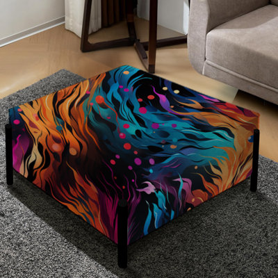 Grand repose-pieds carré abstrait Futuristic Striped Fusion