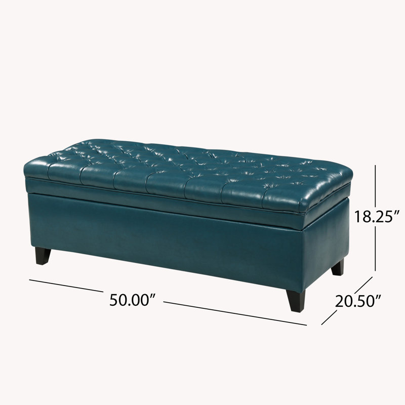 Tufted Button Storage Bench, Teal