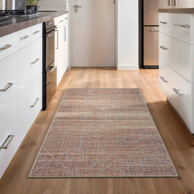 Tapis traditionnel doré résistant aux taches et lavable à la machine