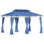 Pavillon de jardin à rideaux avec structure en métal avec tissu bleu, bleu et polyester classique