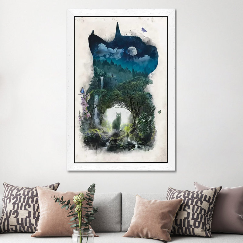 The Realm Of Cats by Barrett Biggers - Print on Canvas, 101.6 cm H x 66.04 cm W x 1.91 cm D, White Framed