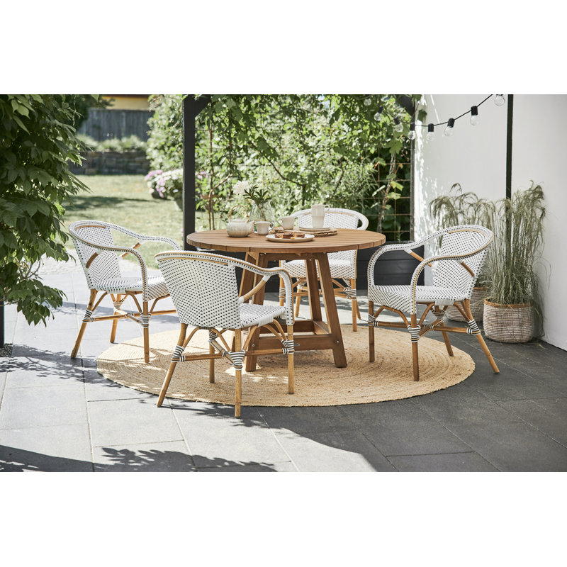 George Outdoor Teak Dining Table - Natural, 28.34" H x 47.24" W x 47.24" D
