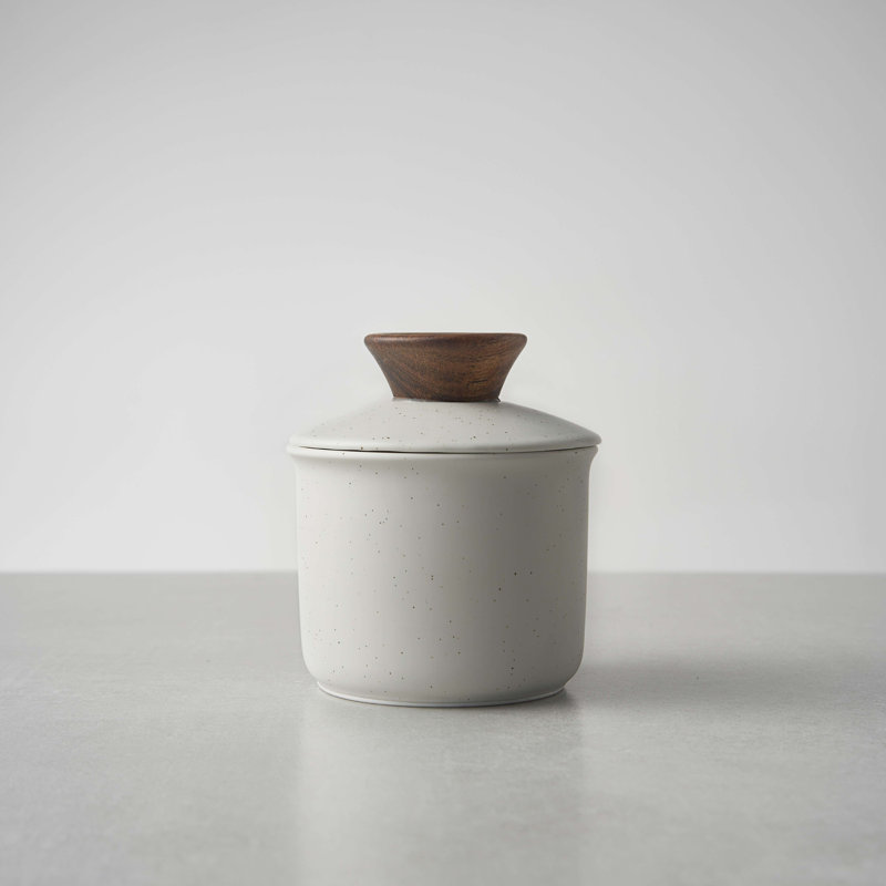 Pot à beurre avec couvercle en bois, Sésame