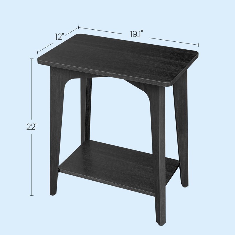 2-Tier Side Table, Small Rectangular End Table, Nightstand For Small Spaces, Living Room, Bedroom, Brown, Black