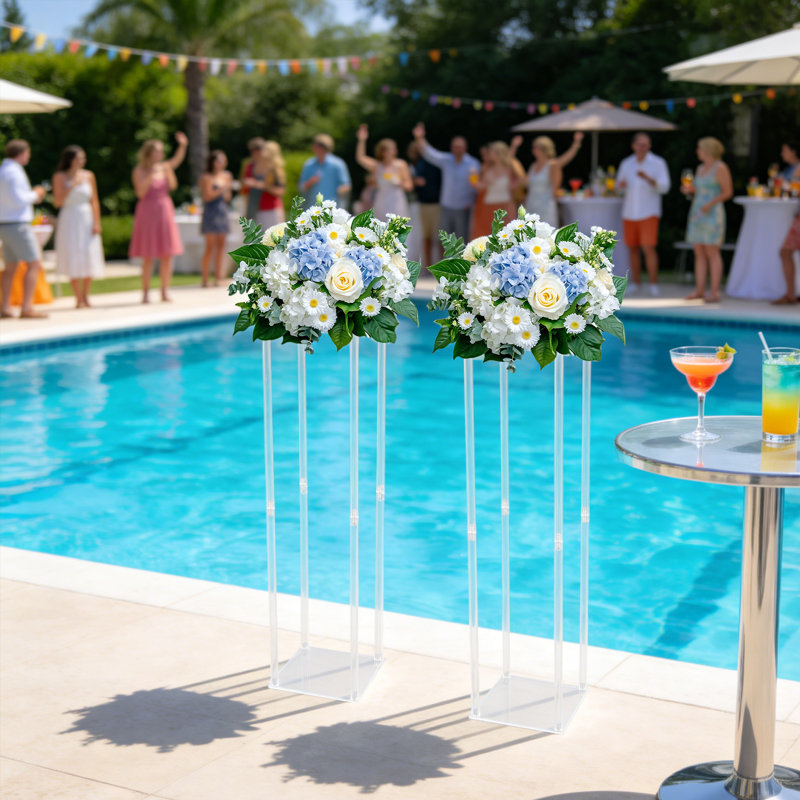 Support de mariage transparent, support de colonne de vase à fleur géométrique