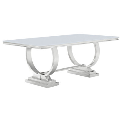 Mercy White Rectangular Glass Top Dining Table