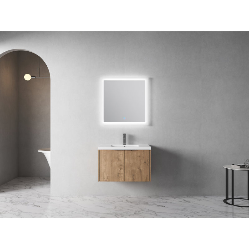 Meuble-lavabo à fermeture en douceur 30 po avec évier - style moderne, grand rangement, chêne imitation, contreplaqué 30X18-00630 de Sunlight, Doors, Modern, Spacieux Oak