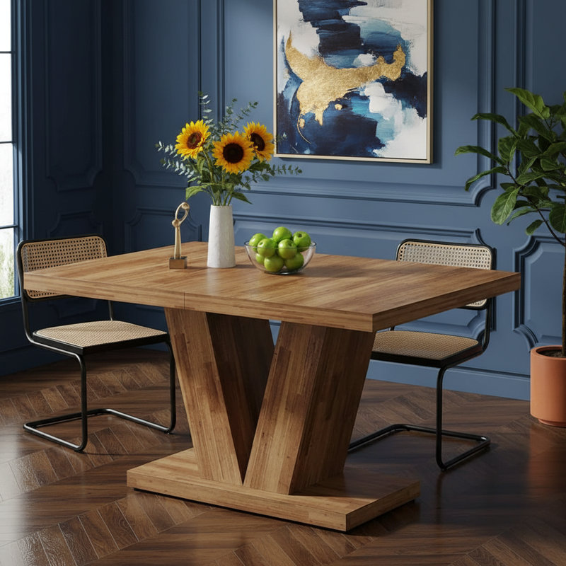 Table de salle à manger 47 po, table de salle à manger en bois de ferme avec piédestal