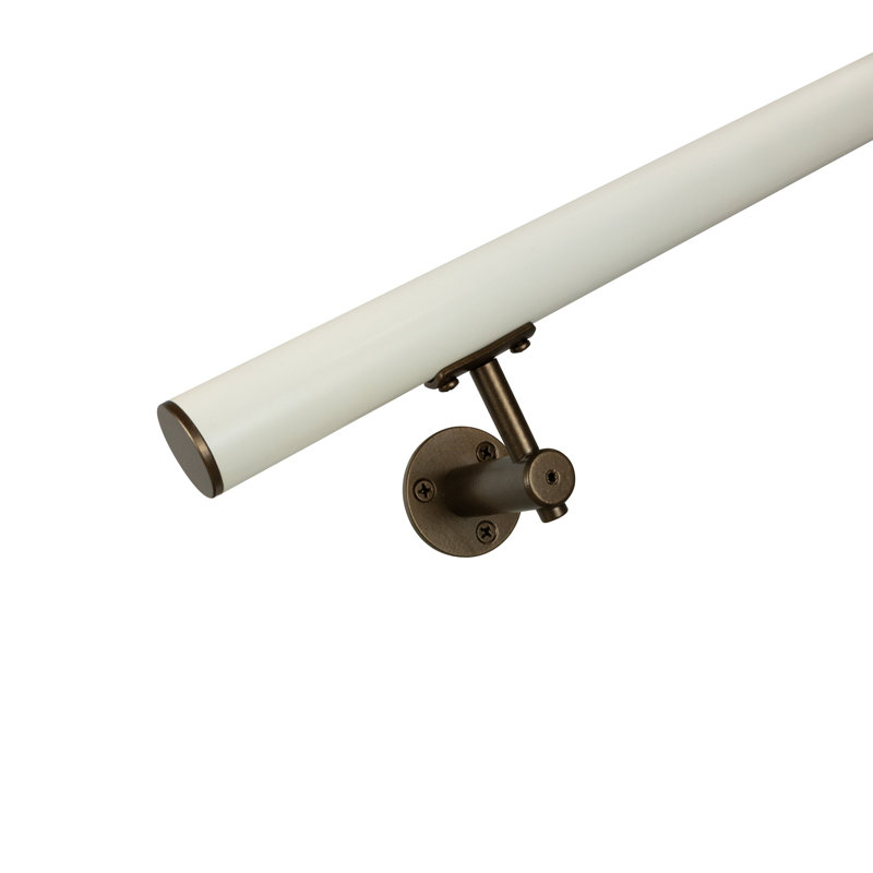 Industrial Aluminum 1.5 Inch Round Complete Indoor/Outdoor Handrail Grab Bar Kit, 18" W, Bronze/White