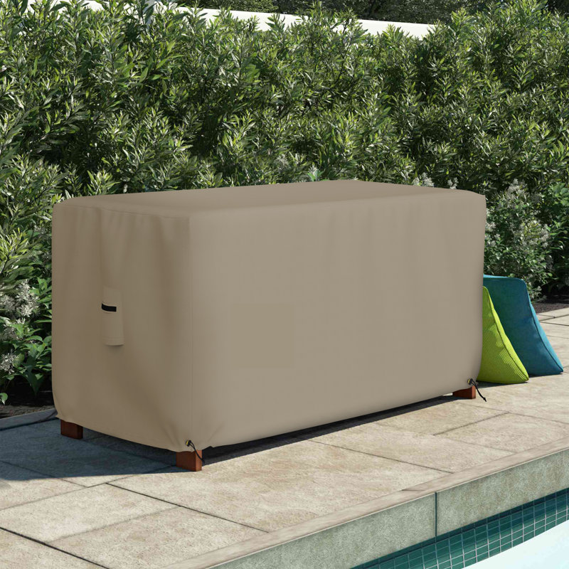 Heavy-Duty Waterproof Rectangle Ottoman Outdoor Deck Box Cover, Outdoor Rectangle Storage Box Bench Patio Deck Box Cover