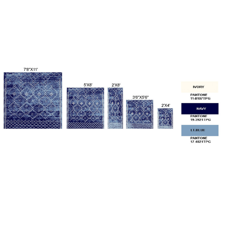 Tapis bleu / bleu marine Bavorov, Rectangle de 5 pi x 8 pi