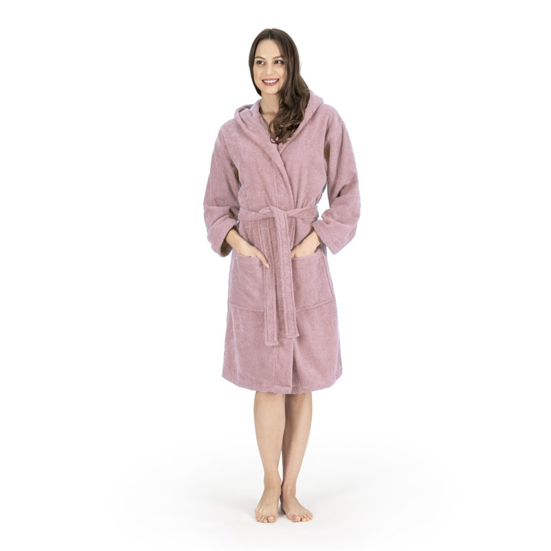 Collection de peignoir unisexe en coton à capuche, L, Rosé