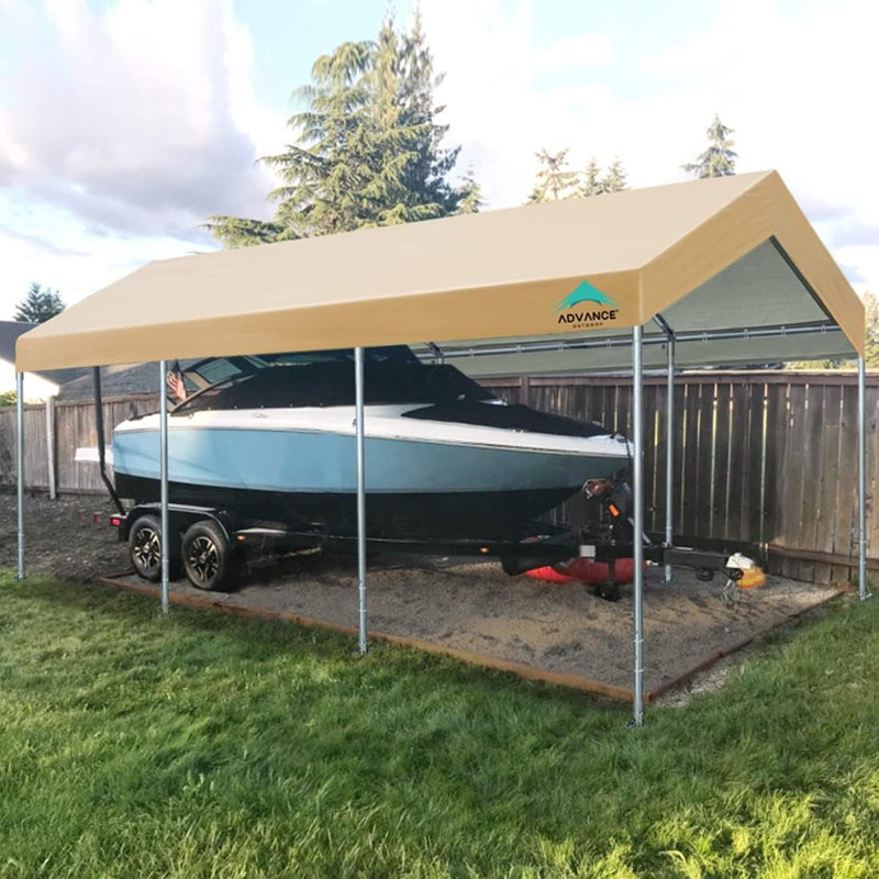 ADVANCE OUTDOOR 10x20FT Heavy-Duty Carport Canopy with 4 Height Adjustments(9.5-11FT) Shelter for Cars/Outdoor Events, Galvanized Steel Frame & Anti-UV Cover,Beige