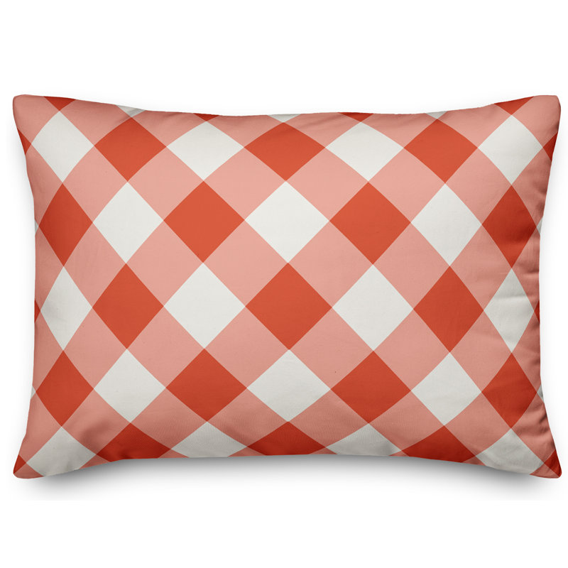 Coussin lombaire à carreaux écossais, Rouge / Rose
