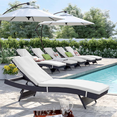 Convene Wicker Rattan Outdoor Patio Chaise Lounge Chairs in Espresso