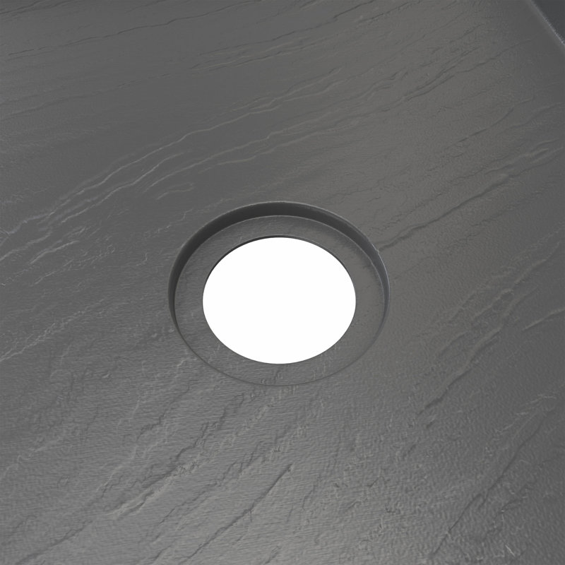 DreamLine SlimLine 34 inch D x 60 inch W x 2 3/4 inch H Right Drain Single Threshold Shower Base in Slate Gray, Right