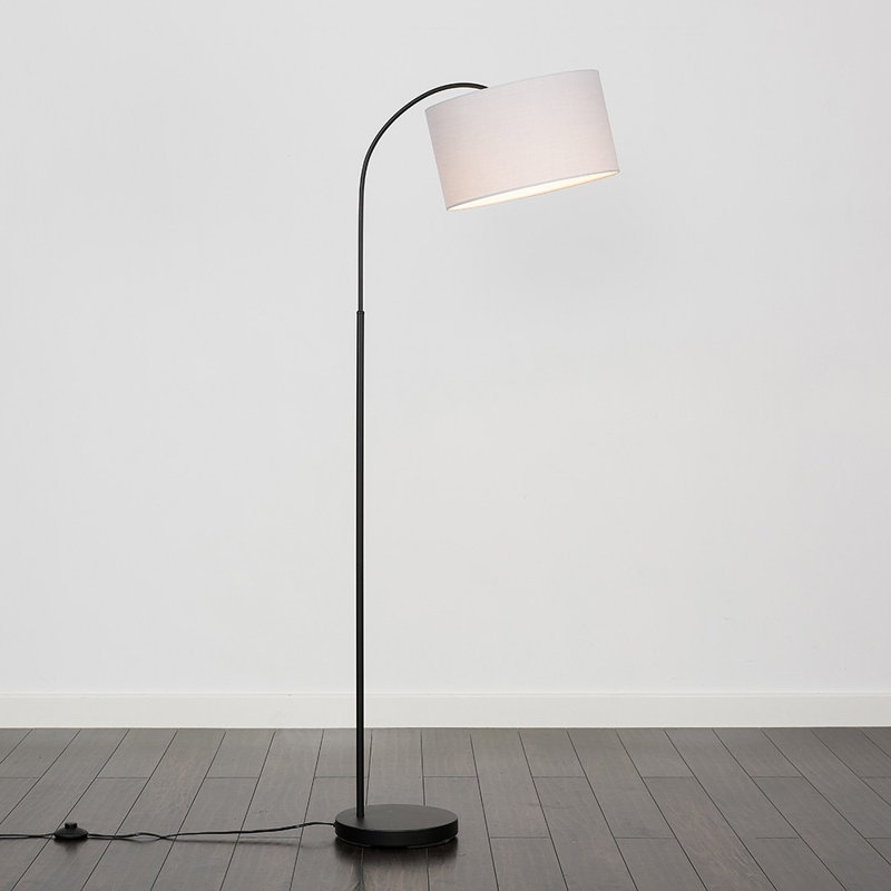 Domani 143cm Gloss Arched Floor Lamp, Grey
