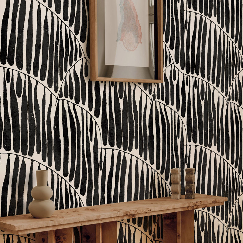 Black Abstract Leaf Pendant Wallpaper
