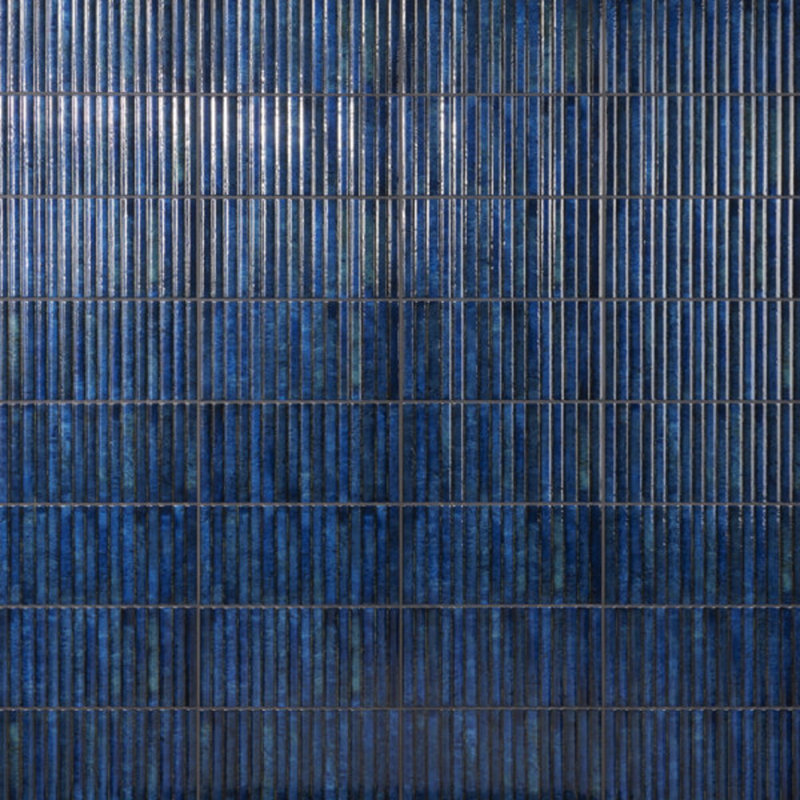 Curve Fluted 6X12 3D Glossy Ceramic Tile, Blue