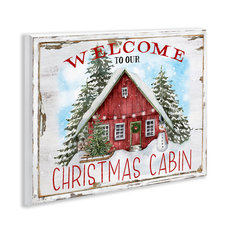 Art mural sur toile «Christmas Cabin Welcome» par Creatif Belle