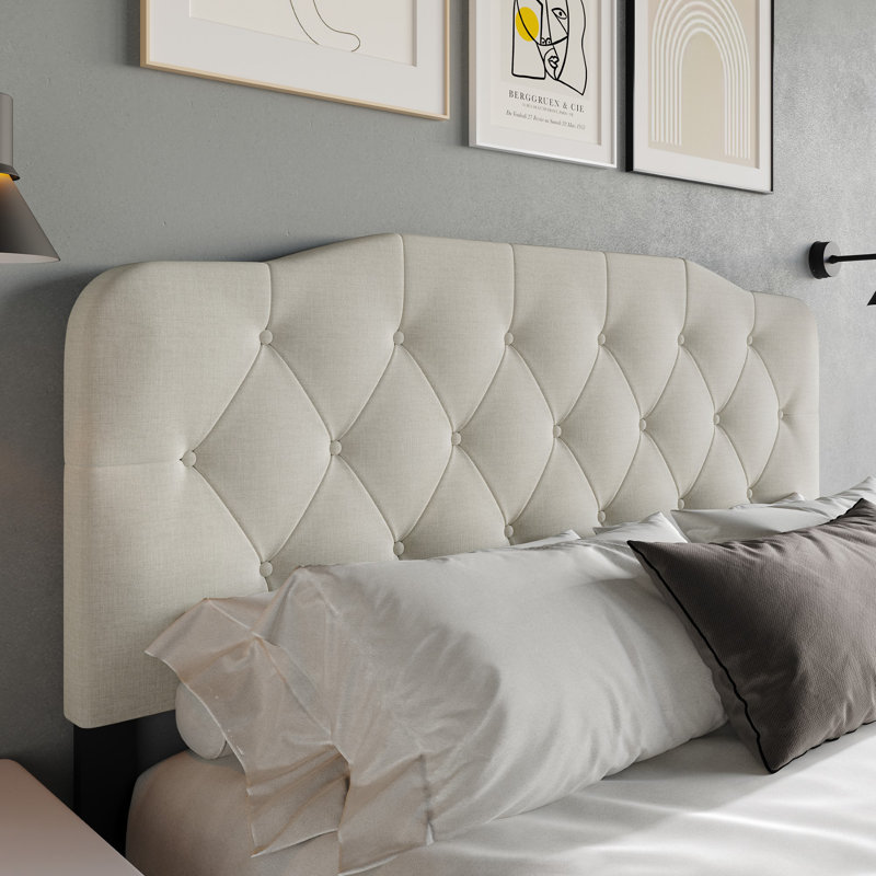 Tête de lit tapissier Raichelle, Très grand, Gris chaleureux