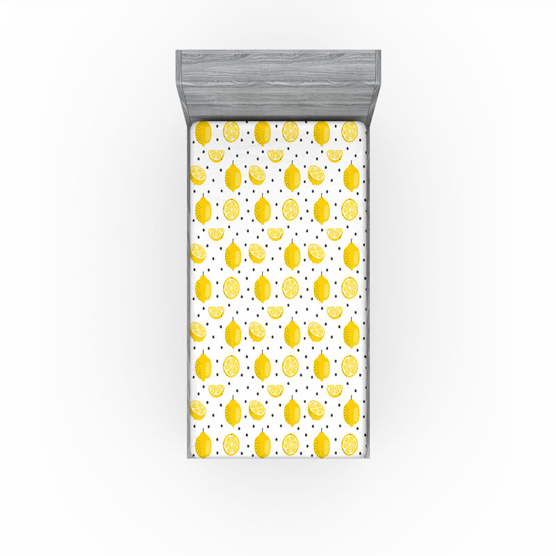 Ensemble de 2 drap-housse citron Ambesonne, Drap-housse pour lit simple