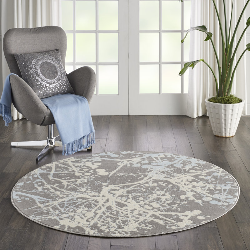 Tapis gris Sheron, Rond 5 pi 3 po