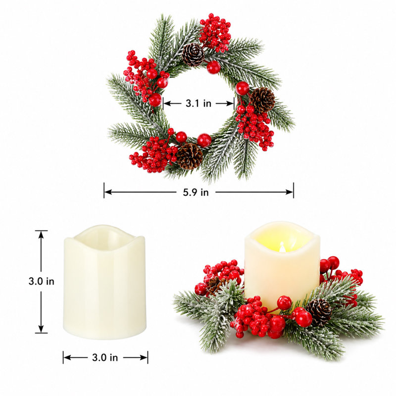Ensemble d'anneaux de bougie Christmas Cerry