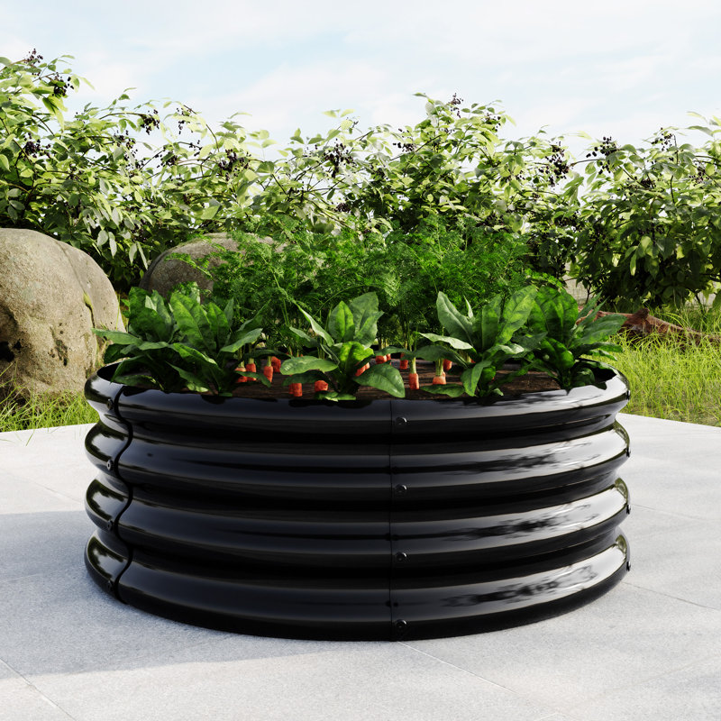 32.08"*11.4" Tall Round Raised Garedn Bed, Black