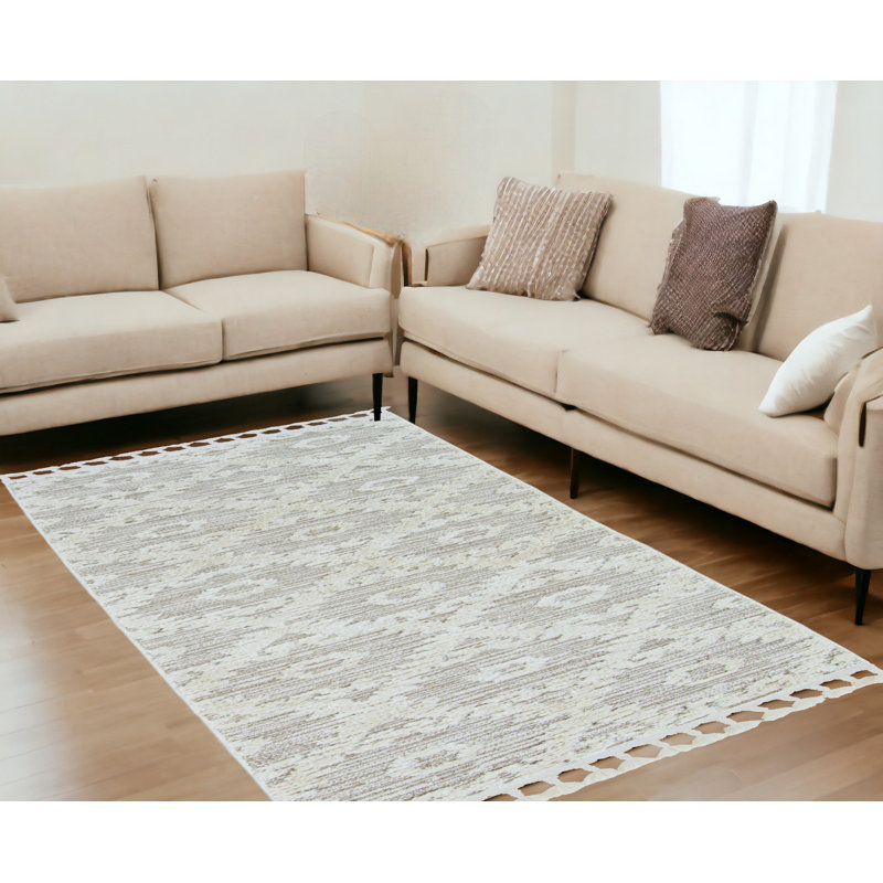 Geometric Tufted Ivory/Beige Area Rug
