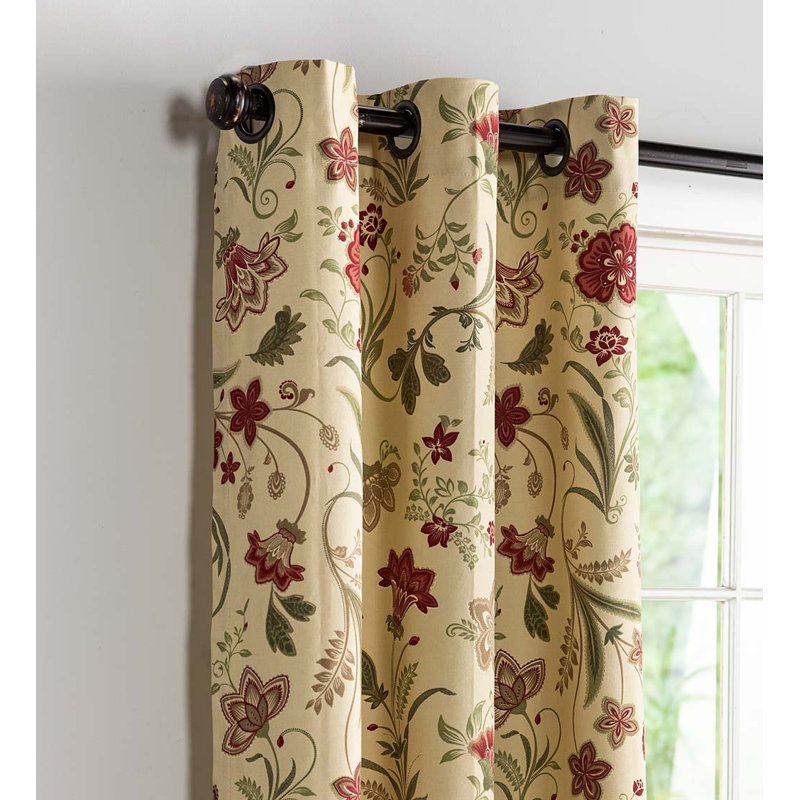 Room Darkening Curtain, 40" W x 72" L, Beige/Burgundy