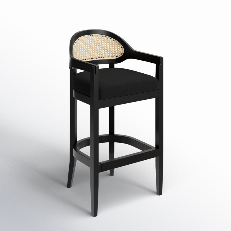 Tabouret Copley, Tissu natté noir de jais, Tabouret de bar (hauteur du siège de 30,5 po)