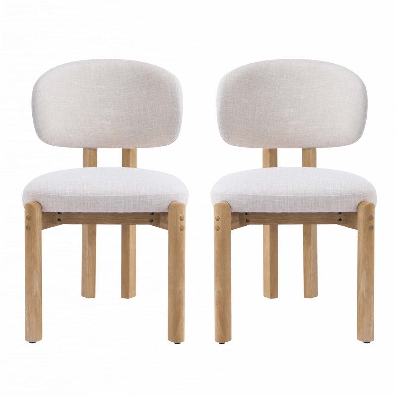 Ensemble de chaises de salle à manger rembourrées de style Mid-Century, 2, Naturel
