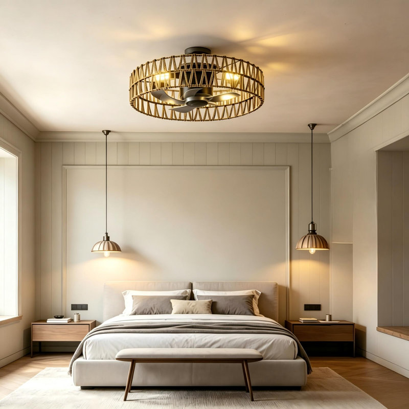 Ventilateur de plafond en cage 11 pouces Boho