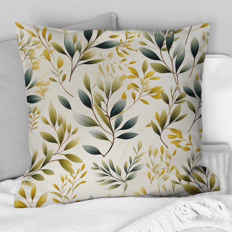 Coussin Tranquil Leaves I - Plants, H 18 po x l 18 po