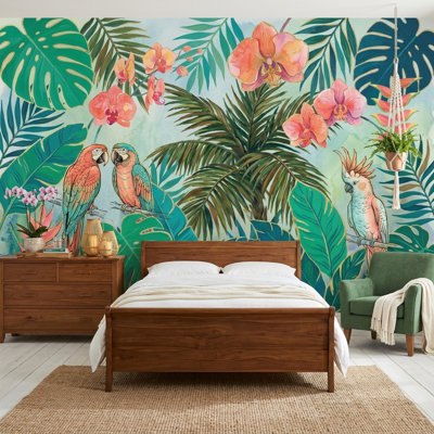 Tropical Wallpaper Jungle Foliage Watercolor Wall Mural