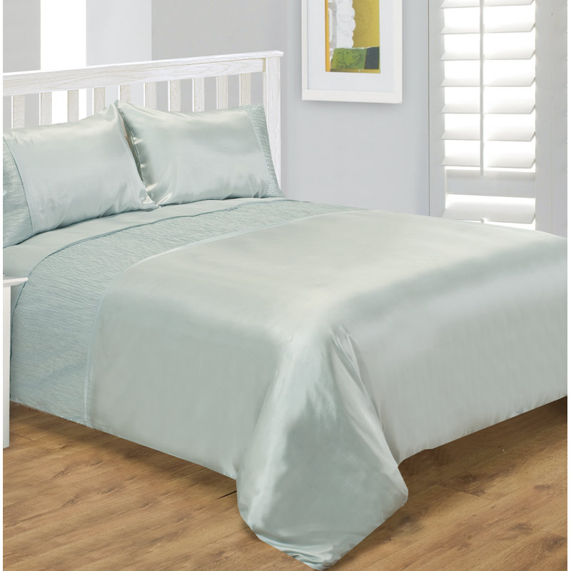 SERENE Holyoke 144 TC Duvet Cover Set, Duck Egg, Super King Duvet Cover + 2 Standard Pillowcases